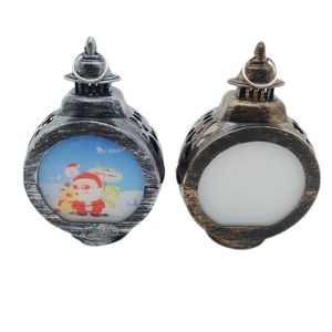 Sublimation Christmas LED Lanterns Fireplace Lamp Handheld Light Double Sided for Home and Outdoor Decorations 002