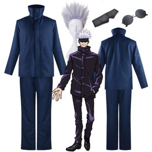 Anime Gojo Satoru Costume Cosplay Jujutsu Kaisen Gojo Satoru Cosplay Uniforme Parrucca Occhiali Vestito Costumi di Halloween per Mencosplay