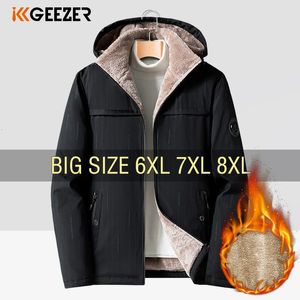 MENS Down Parkas Winter Jacket Men Cashmere grube ciepło plus 6xl 7xl 8xl 8xl polaru wiatroodporne oversize płaszcze wojskowe wodoodporne luźne flanel 231010