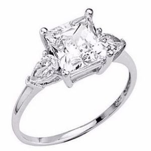 14K White Gold 2 25 ct Princess cut Man Made Simulation Diamond Engagement Ring270t