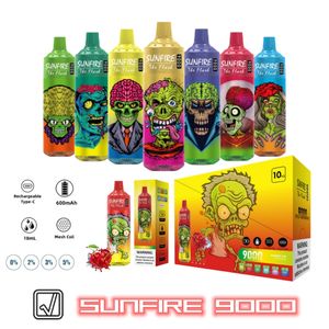 2024 Nuovo design di moda vapore Sunfire 9000 sbuffi usa e getta E sigaretta 18 ml prefettito 600 mAh dispositivo di vaporizzazione ricaricabile 20mg 30mg 50mg vapi all'ingrosso in Thailandia UE