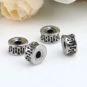Beads 8Seasons Vintage Stainless Steel Round Antique Silver Color DIY Making Jewelry 8mm Dia. Hole: Approx 1.7-2.3mm 1 Piece