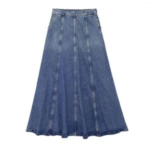 Saias Denim Saia Longa Mulheres Casual Largo Chic Lady Roupas Femininas 2023