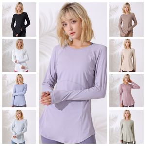 قمصان تجريب LL-LU للنساء Long Sleeve Dance Yoga Tops Sports Running Shirt Treatable Athletic Top Slim Fit