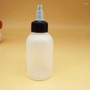 Depolama Şişeleri 50pcs 100ml Boş HDPE Sıkıştırma Damlası Tutkal Pigment Şişesi Sıvı sabun şampuan ambalajı için sivri kapalı
