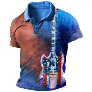 Polo da uomo Polo vintage da uomo American Independence Day Casual Uomo Holiday Bavero Abbigliamento Manica corta stampata 3d