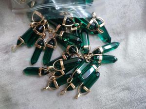 Pendant Necklaces 50pcs/lot Glass Hexagonal Column Pendants For Jewelry Making Bulk Items Wholesales Small Business