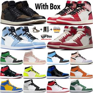 2023 With Box Jumpman 1 OG 1s Basketball Shoes Men Women Spider Verse Palomino UNC Toe Lost Found University Blue Bred Patent Lucky Green Mens Trainers Sports Sneakers