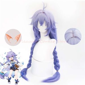 Honkai Star Rail Bailu Cosplay Wig Mauve Gradient Double Ponytail Pre-braided Twist Braid Cosplay Heat Resistant Synthetic Wigcosplay