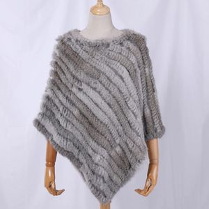 Sjalar äkta kanin päls stickad naturlig päls poncho mode wrap coat sjal lady scarf naturlig päls bröllop party grossist cape 231010