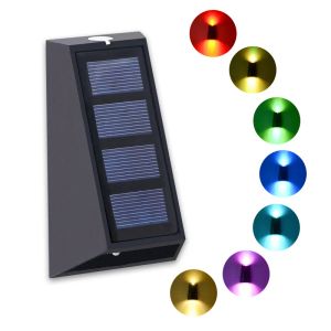 Лидер продаж, солнечный настенный светильник IP65, водонепроницаемый, многоцветный, обесцвеченный, для двора, сада, дорожки, дорожки LL