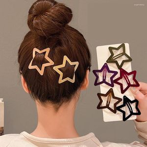 Hårtillbehör 2st/Set Women Star Clips Flocking Pentagram Barrettes Fashion Girls Stora Side Hårnålar Hårgirps