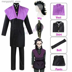 Kostium motywu demon Slayer Kimetsu no yaiba shinazugawa genya mundury koszulki Suit cosplay caster halloween karnawałowy strój stylowy Q240307