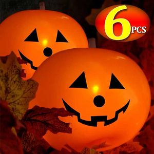 Other Event Party Supplies Halloween Pumpkin Lantern Balloons LED Luminous Balloon with Light Kids Glow In The Dark Inflatable Toys Halloween Party Decor Q231010