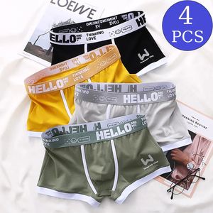 Underpants 4PCSLOT Mens Panties Cotton BoxerShorts Man Underwear Boxers Sexy U Convex Male Plus Size cuecas calzoncillos 231010