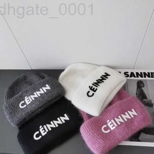 Beanie/Totenkopfkappen Designer C-Buchstabe Kaninchenhaar Strickmütze Herbst Winter weich wachsartig verlängert Doppelfalte Gehörschutz Wollmütze Ins Outdoor Wärme 1EOL