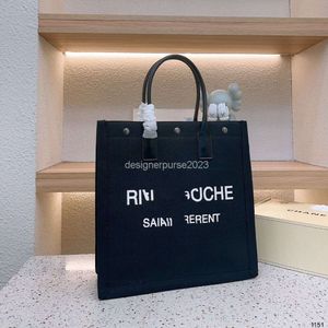 Lona Ysll Rivegauches Tote Bags Designer Bolsa de alta capacidade feminina nova versão na moda Versátil Ins Canvas Bolsa de ombro único Tote Totes Handbag 7jee