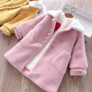 Coat Children's woollen windbreaker girls long style cotton 231009