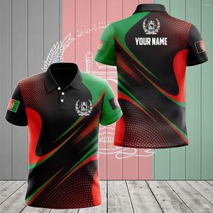 Polo da uomo bandiera dell'Afghanistan stemma nome personalizzato polo estate casual streetwear moda maglia ampia abbigliamento sportivo taglie forti