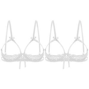 Reggiseno con capezzolo aperto Reggiseno con coppe aperte da donna erotico sexy Ritagliato intimo per il seno Vedere attraverso la biancheria intima di pizzo trasparente2750