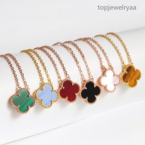 Designer senhoras moda luxo todos os diamantes colar moda única flor trevo de quatro folhas pingente colar 18k colar de ouro pingente feminino