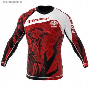 Men's T-Shirts Brand New BJJ MMA WorkOut Compression Rashguard T Shirt Men Running Exercise 3D Fitness Tight Gym Bodybuild Cross Fit Rash Guard T231010