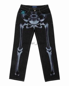 Herrbyxor män jeans y2k hip hop skalle mönster tryck svart lösa jeans mens nya mode retro harajuku punk goth streetwear wide ben denim j23101010