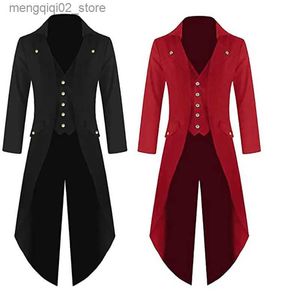 Tema kostümü ortaçağ artı beden cadılar bayramı cosplay comppunt cosplay steampunk gotik ceket Victorian tailcoat vintage smokin ceket q231010