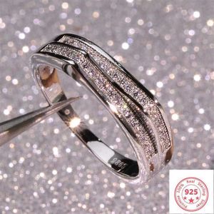 925 Silver Color Sterling VS1 Diamond Ring for Women 2 Carat Topaz Bizuteria Anillos Gemstone Stamp Silver 925 Jewelry Ring250H