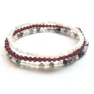 Mg0128 pulseira de granada com pedra lunar de grau a, quartzo rutilado, yoga mala, pulseira de 4 mm, mini conjunto de joias com pedras preciosas 216v