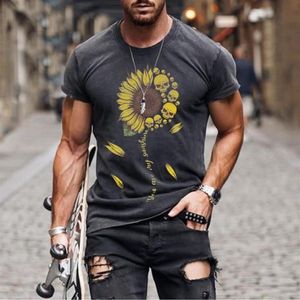 Herr t-shirts herrar t-shirt sommar kort ärm solros skalle tryck grafik t skjortor gym fitness tshirts sportkläder dagligen CA324A