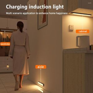 Wall Lamp Ultra-thin LED Light Cabinet Lighting PIR Motion Sensor USB Rechargeable Black Aluminum Kitchen Cabinets Lights