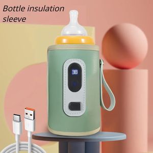 Bottle Warmers Sterilizers# USBMilk Water Warmer Travel Stroller Insulated Bag Baby Nursing Bottle Heater born Infant Portable Bottle Feeding Warmers LED 231010