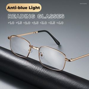 Sunglasses Men's Metal Frame Reading Glasses Anti-Scratch Lens Alloy Presbyopic Eyewear Magnifying Far-sighted Computer Diopter Eyeglasses