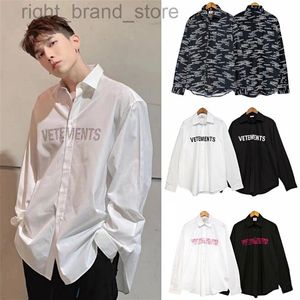 VETEMENTS Red Letters Printed Long Sleeve Shirt Men's And Women's Oversize Loose Shirt W220813262i