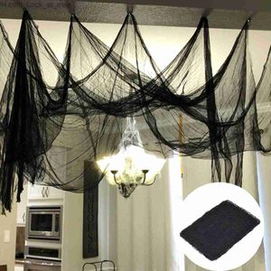 Outros suprimentos para festas de eventos Gaze preta de Halloween 72X186 cm Pano assustador Rede preta Decoração de teia de aranha Halloween Horror House Party Decoração Q231010