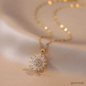 Wedding Jewelry Sets 360Zircon Sunflower Pendant Necklace Ring Fading Steel Chain Unzip Jewelry Set Gift for Girl Family Kid R231010