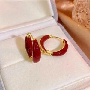 Stud Earrings 2023 Red Circle For Women Girls French Light Luxury Round Snap Hook Hoop Trendy Casual Party Jewelry