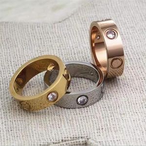 4mm 5mm Titanium Steel Silver Love Ring Men and Women Rose Gold Jewelry For Lovers Par Rings Gift Size 5-113276