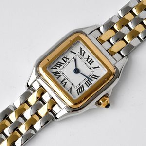 ファッションの女性時計Quartzムーブメントシルバーゴールドドレスウォッチレディスクエアテンクステンレススチールケースオリジナルクラスプカジュアル腕時計モントレデフルク