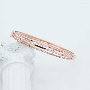 Bangle Russian 585 Purple Gold Fashion Zircon Armband Kvinnlig förenklad version av Rose Gold-Plated 14K Color Smyck för kvinnor