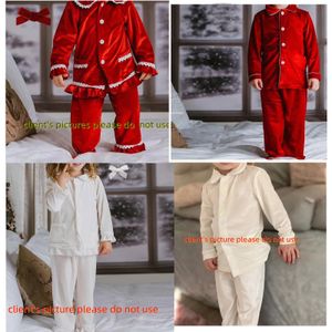 Pajamas Winter PJ Kids Christmas Family Pajamas مجموعة للنساء الفتيات Baby Boy Mens Red White Velvet Lounge Wear 231010