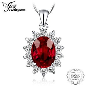 JewelryPalace Kate Princess Diana 2 5ct Natural Garnet Halo Pendant Pure Genuine 925 Sterling Sliver Jewelry for Women Fashion S182145
