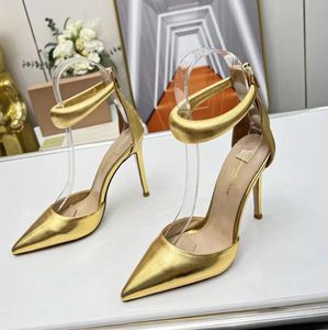 Najlepsze sukienki Gianvito Rossi na obcasie Buty Kobiety oryginalna skórzana moda spiczaste palce palców swobodny zamek błyskawiczny 10,5 cm obcasy luksusowe sandały designerskie