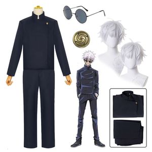 Anime Jujutsu Kaisen Gojo Satoru Cosplay Kostüm Uniform Perücke Gojo Satoru Hohe Schuluniform Halloween Kostüme für Männer Womencosplay