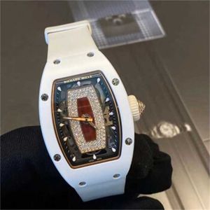 Relógios de pulso mecânicos automáticos Richarmill Watch Swiss Watches Womens Series RM0701 Cerâmica Rose Gold Machinery Womens Whitening Cerâmica Red Lip Single W WNHAT