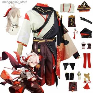 Temadräkt Genshin Impact Kaedehara Kazuha Cosplay Come Halloween Carnival Samurai Come Wig Red Glasses Q240307