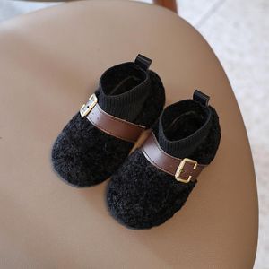 Stiefel 2023 Baby Mode Pelz Kleinkind Junge Mädchen Prinzessin Plüsch Für Wärme Kinder Kinder Socken Geboren Haarigen Schuh Herbst und Winter