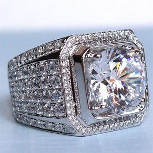 Anel masculino solitário 4ct diamante 925 prata esterlina noivado anel de casamento para homens joias de luxo 276n