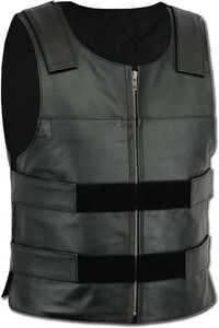 Men's Vests Men Bullet Proof style Leather Motorcycle Vest for bikers Tactical waistcoat 231010